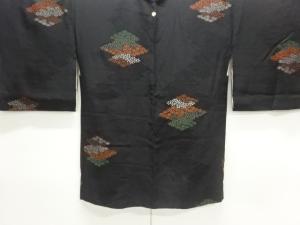 大正ロマン　漆松皮菱に花模様織り出し羽織